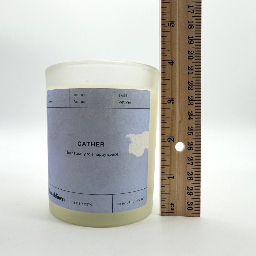BROOKLINEN Gather Glass Jar Candle 8 oz Blue Scented Soy Coconut Wax Blend NEW - Picture 12 of 12